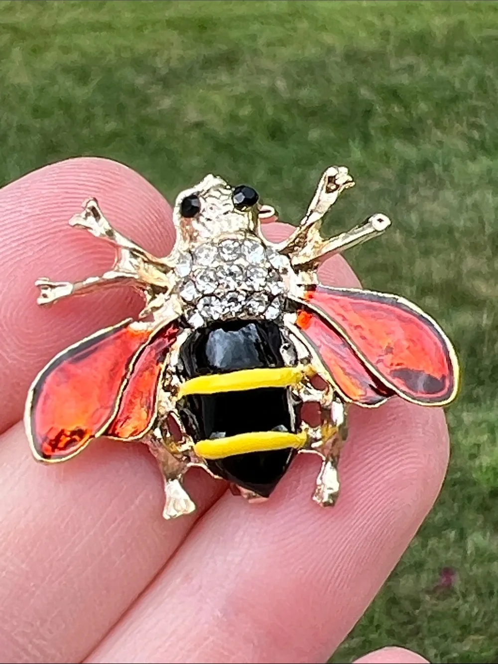 Bumblebee Gold-Tone Enamel Rhinestone Bug Small Brooch